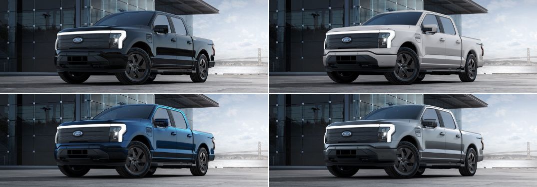 Agate Black, Avalanche, AntiMatter Blue and Carbonized Gray 2023 Ford F-150 Lightning Models