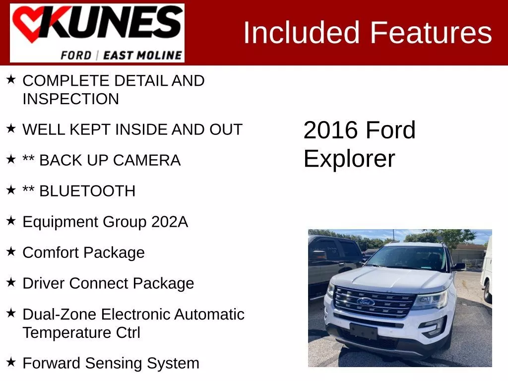 Used 2016 Ford Explorer XLT with VIN 1FM5K8D84GGC72613 for sale in East Moline, IL