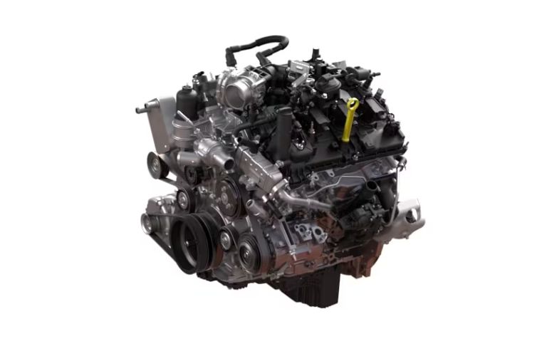 Ford Bronco 2.7-Liter EcoBoost V-6 Engine on White Background