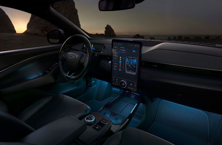 2024 Ford Mustang Mach-E Front Interior with Ambient Interior Lighting