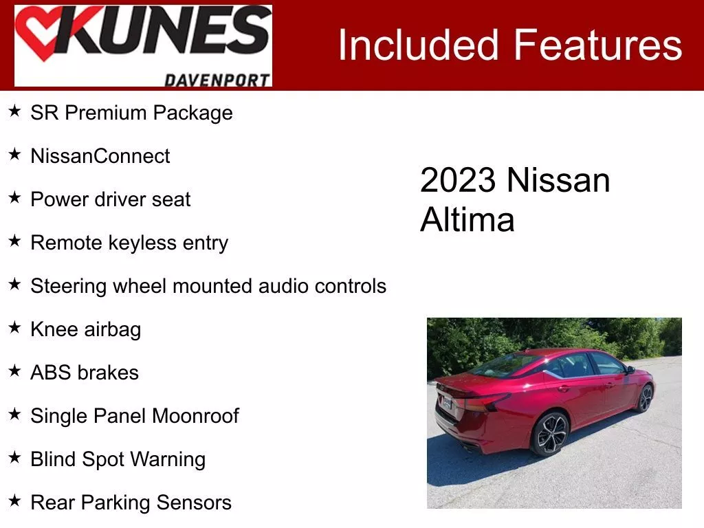 Used 2023 Nissan Altima SR with VIN 1N4BL4CV4PN331116 for sale in Davenport, IA