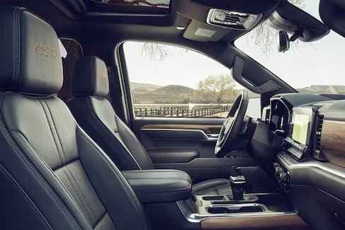 The front interior of the new silverado 1500.