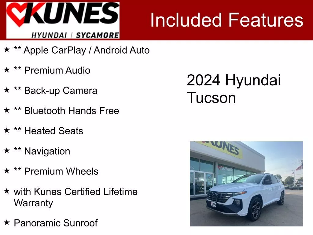 Used 2024 Hyundai Tucson N Line with VIN KM8JFCD18RU163536 for sale in Sycamore, IL