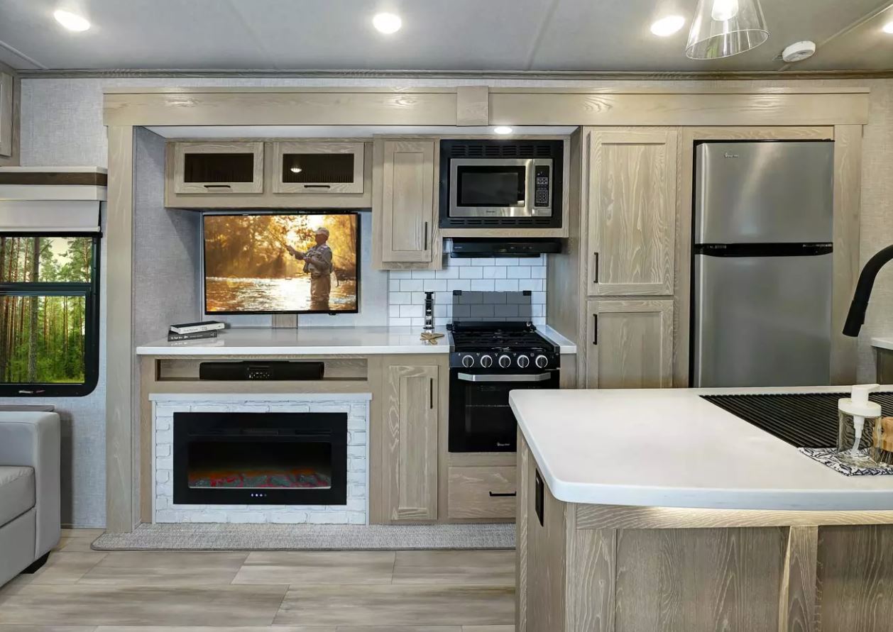 Rockwood Signature Travel Trailer 8337RL inside view of the kitchen