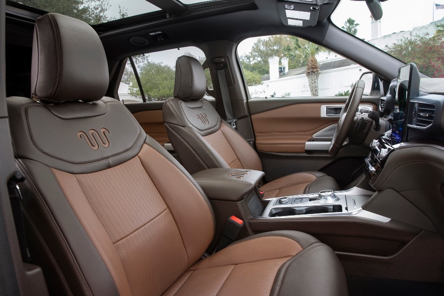 front interior of a 2021 Ford Explorer King Ranch