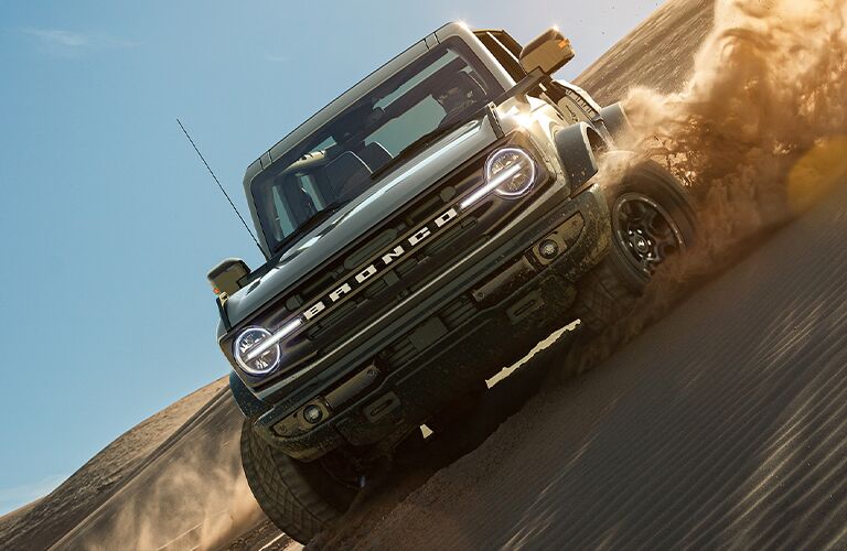 front view of a silver 2021 Ford Bronco 4-Door