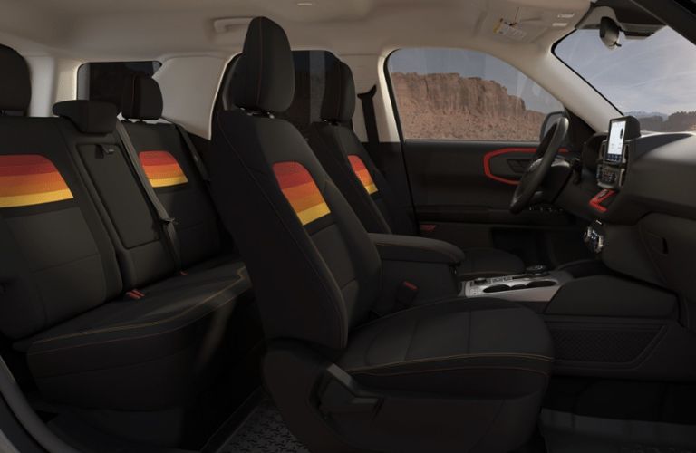 Black 2024 Ford Bronco Sport Freewheeling Edition Interior with Sunset Trim