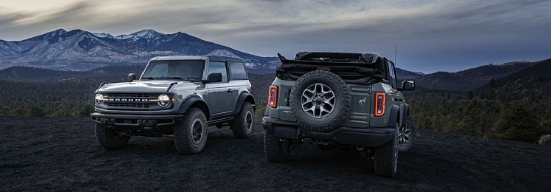 Gray and Black 2023 Ford Bronco Models in the Mountains