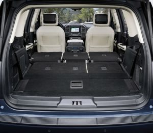 rear cargo area in a 2019 Ford Expedition with all seats down