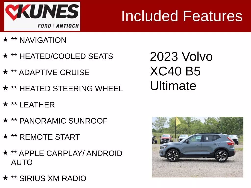 Used 2023 Volvo XC40 Ultimate with VIN YV4L12UX8P2910908 for sale in Antioch, IL