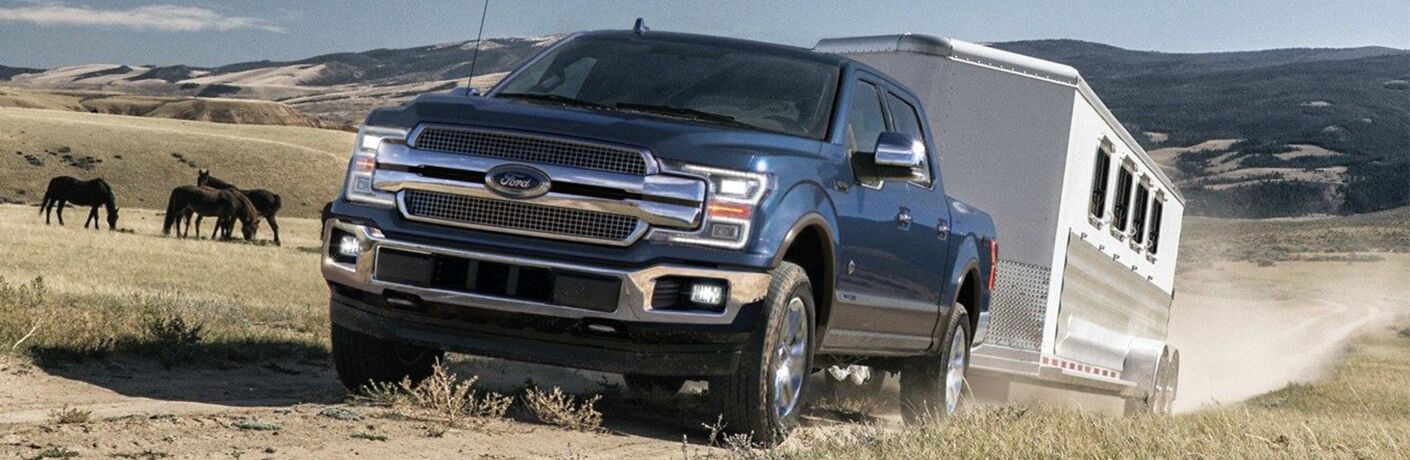 front view of a blue 2019 Ford F-150