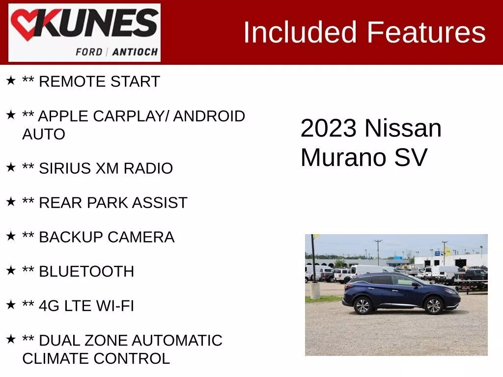 Used 2023 Nissan Murano SV with VIN 5N1AZ2BS1PC110306 for sale in Antioch, IL