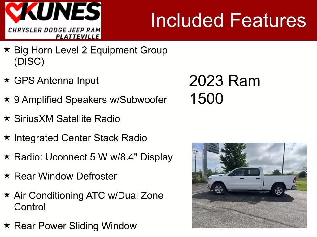 Used 2023 RAM Ram 1500 Pickup Big Horn/Lone Star with VIN 1C6SRFMT1PN538538 for sale in Platteville, WI