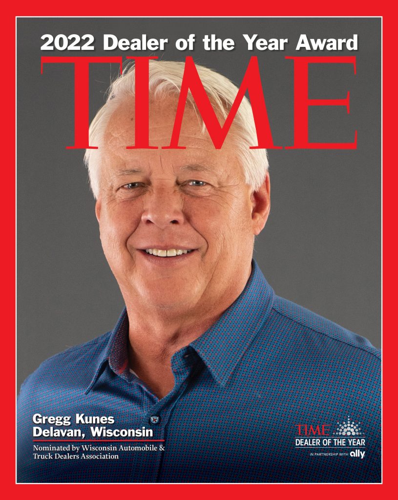 Portrait of Kunes Auto & RV Group's President and TIME Magazine's 2021 Wisconsin's Dealer of the Year, Gregg Kunes on the cover of TIME Magazine