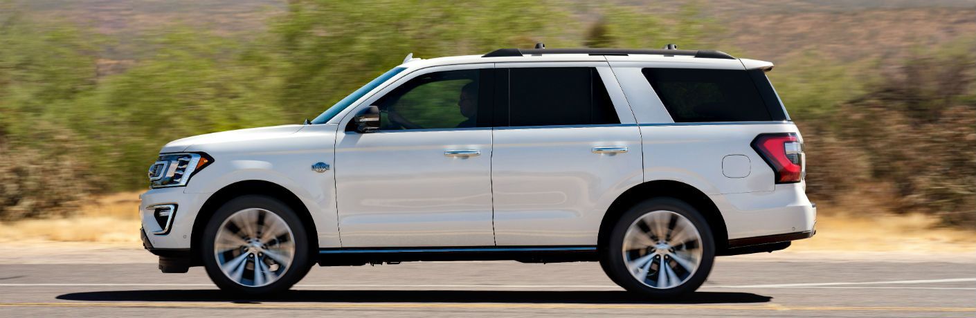 side view of a white 2021 Ford Expedition King Ranch