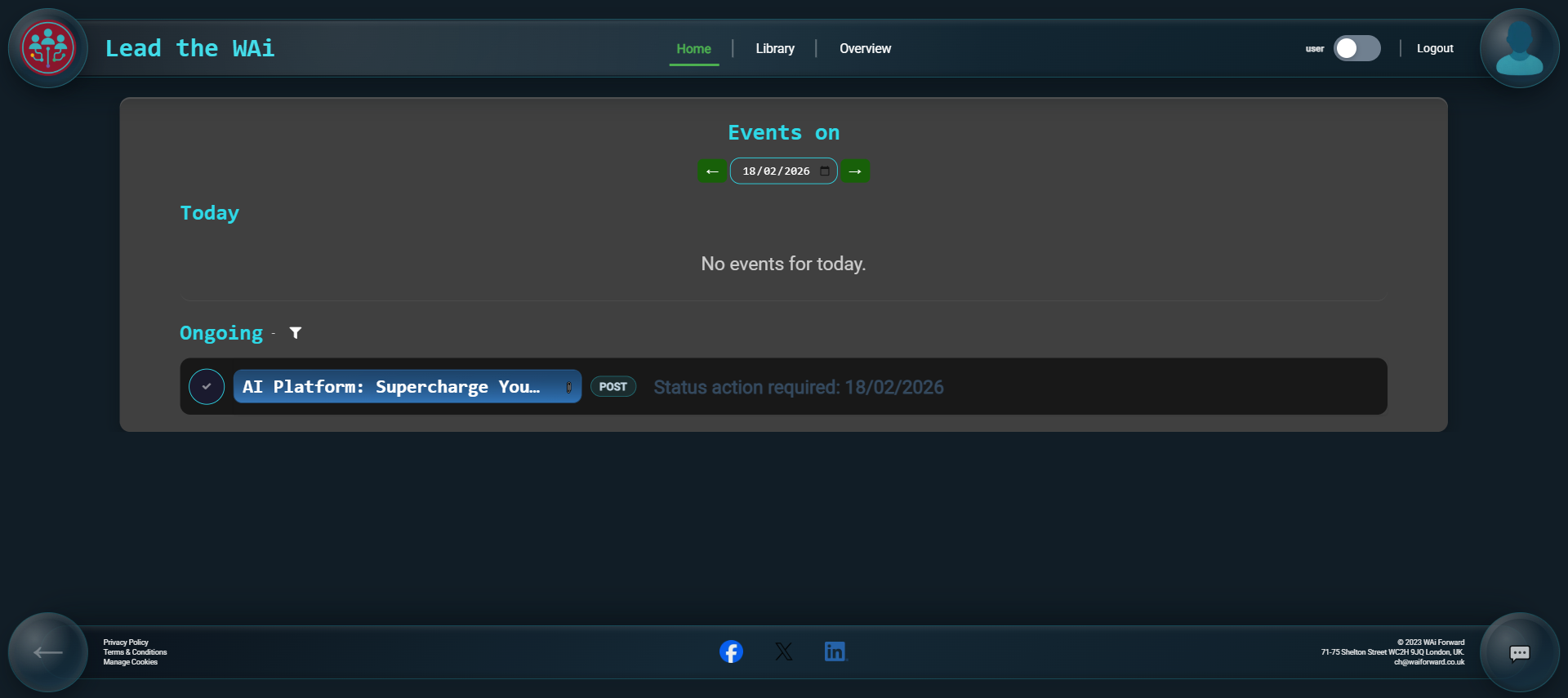 Home page ongoing items