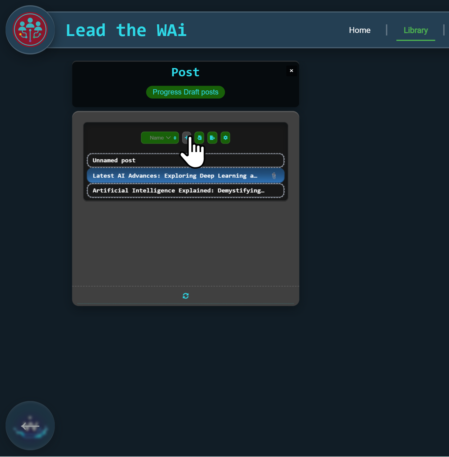 Creating a new post named AI Posts
