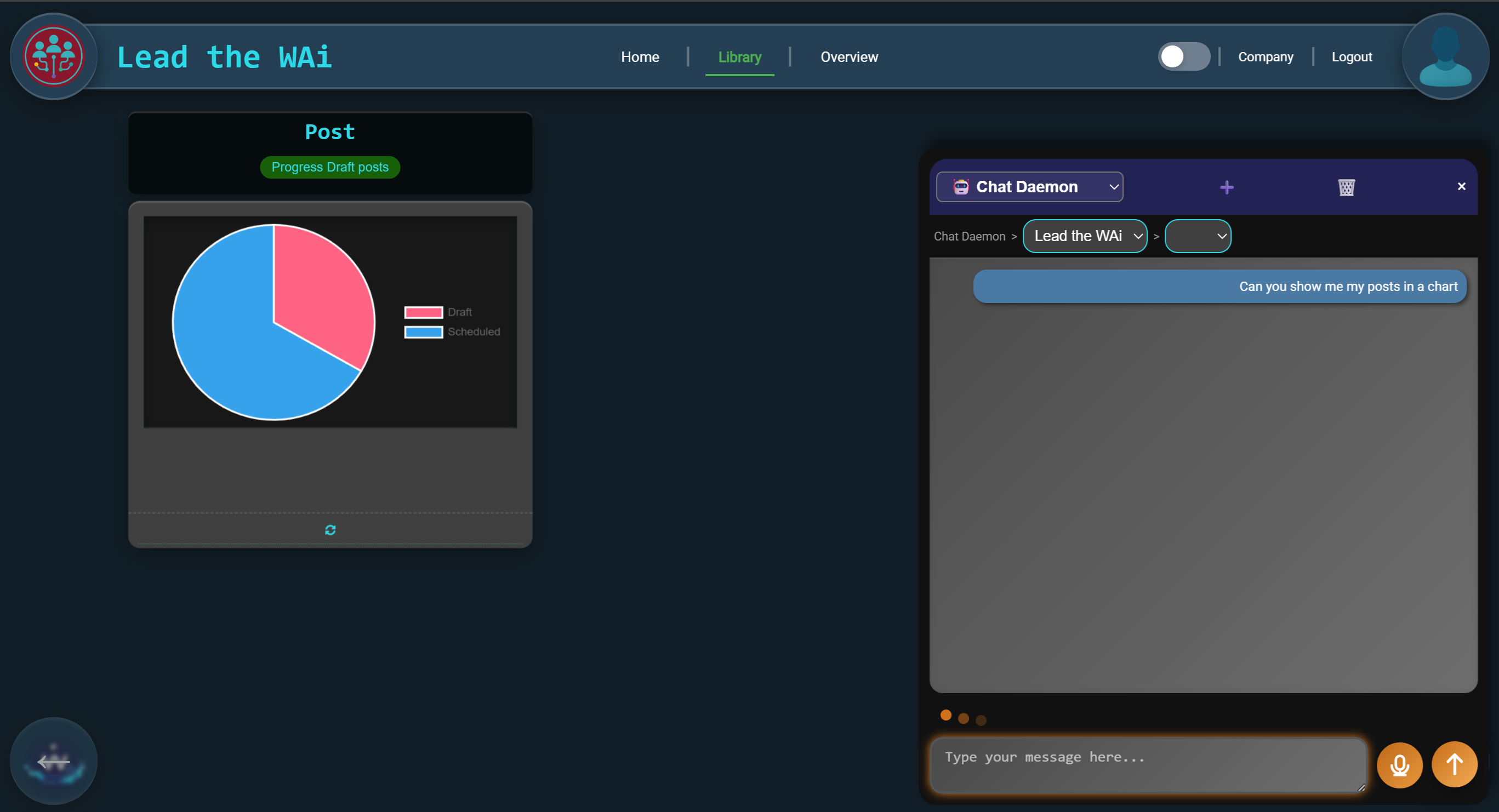 Asking Chat Daemon to show posts in a chart