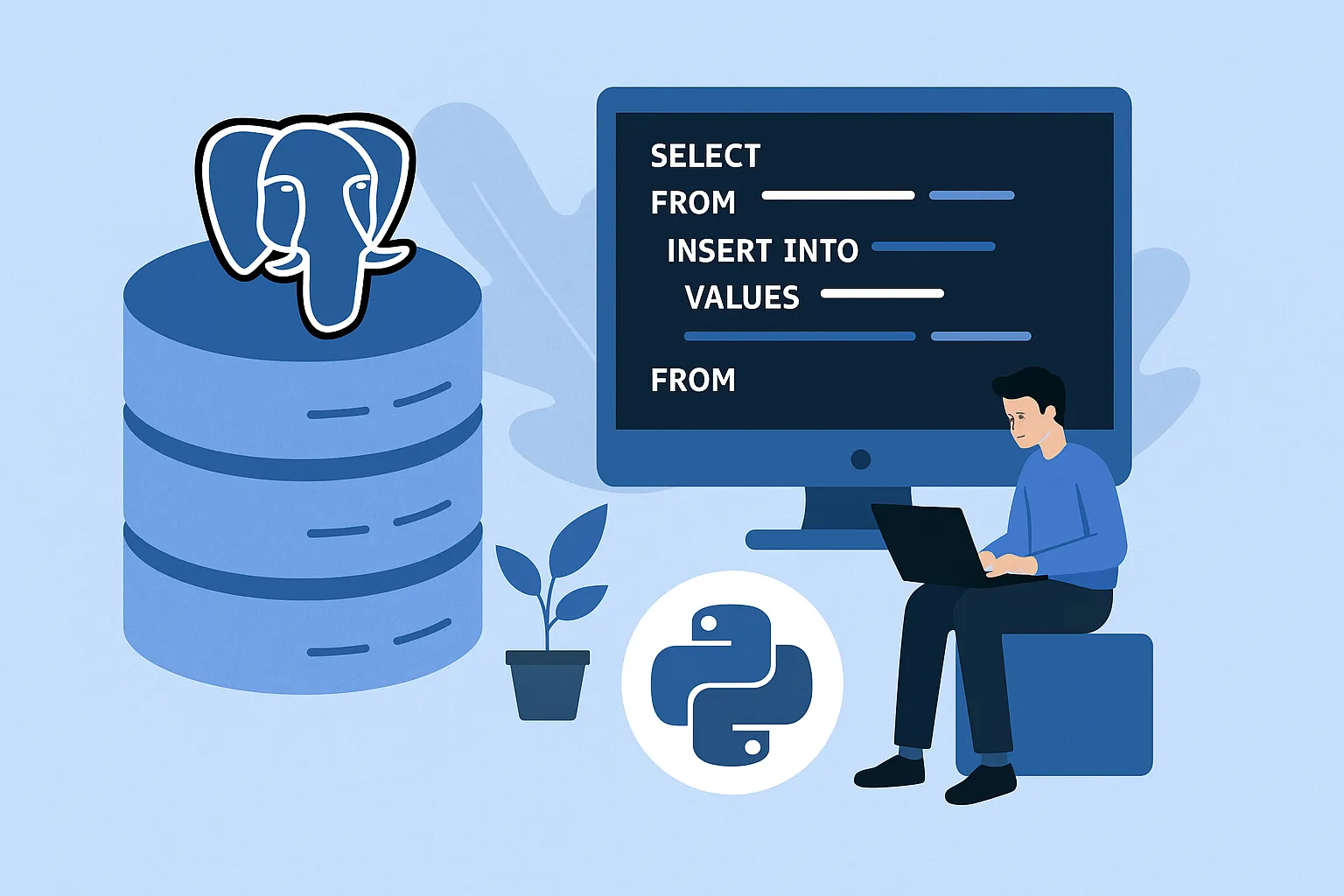 PostgreSQL and Python database integration illustration