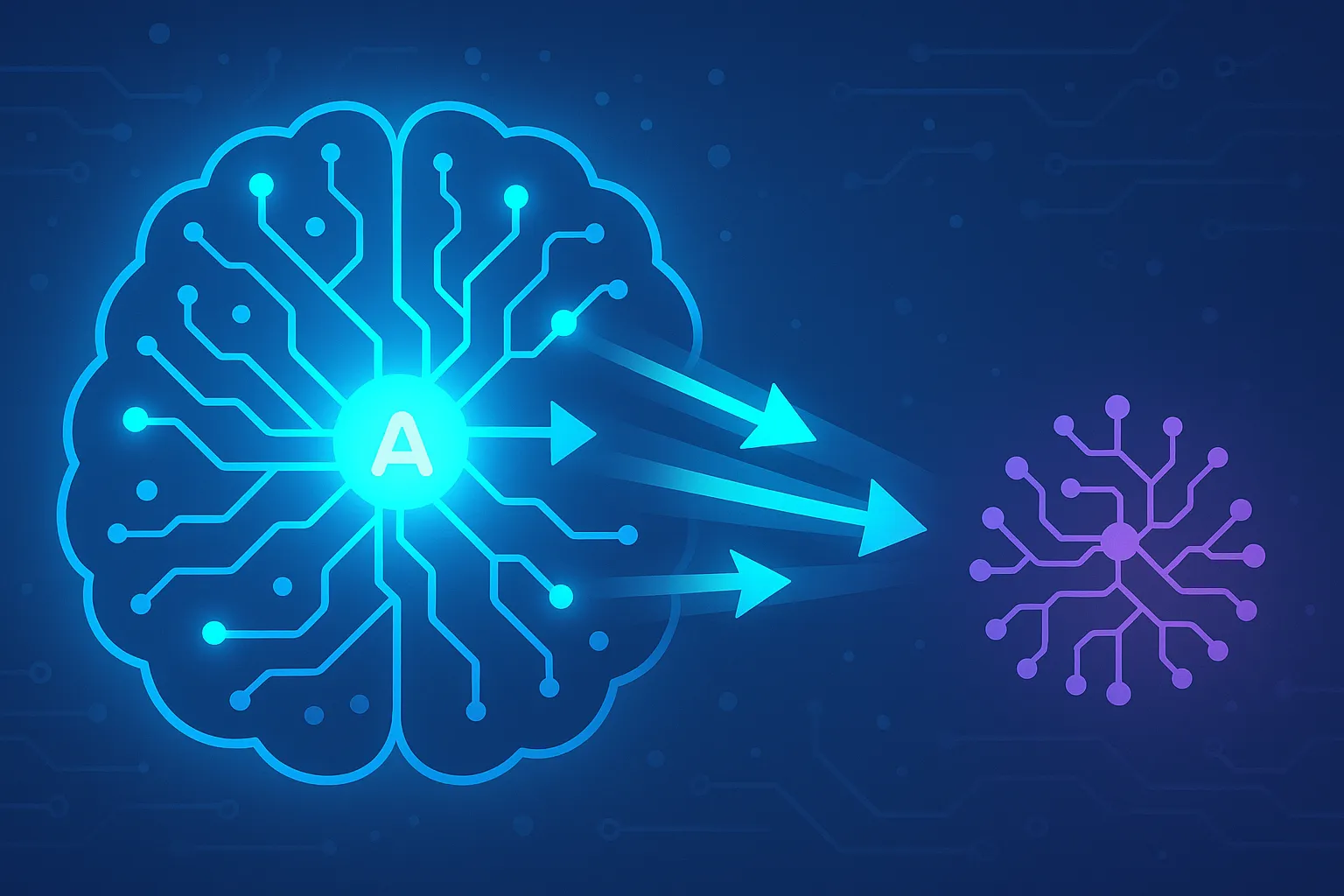 Illustration of transfer learning and AI knowledge transfer