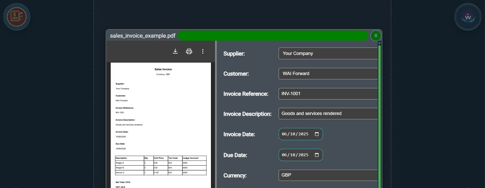 Step 4 - Review extracted invoice data