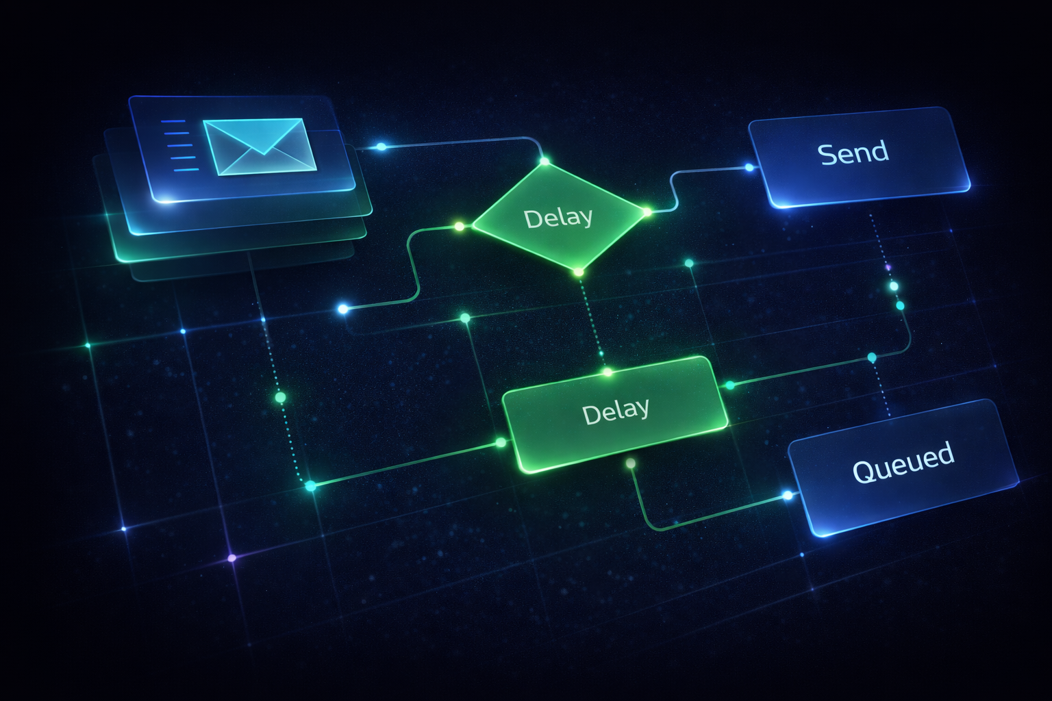 Email Object sequence builder with step logic and send schedule. Placeholder screenshot.