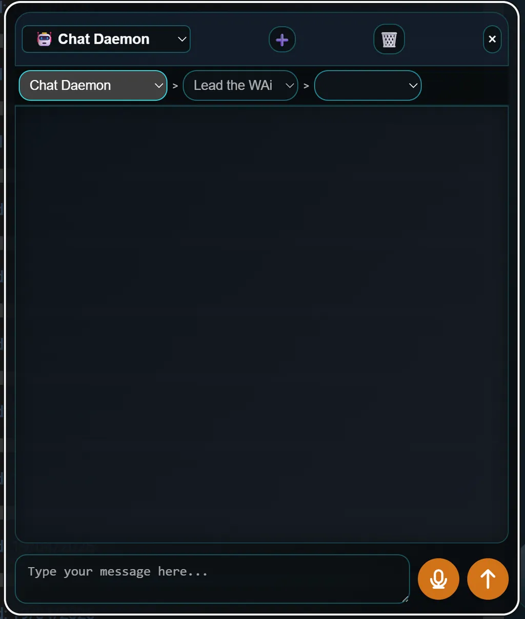 Lead the WAi chat interface showing conversation controls and message panel.