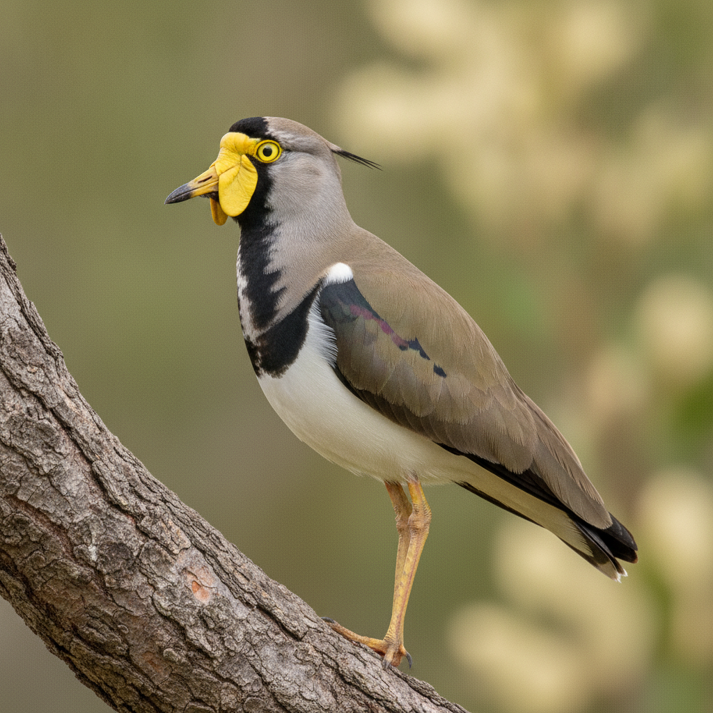 Stylised portrait of a Masked Lapwing