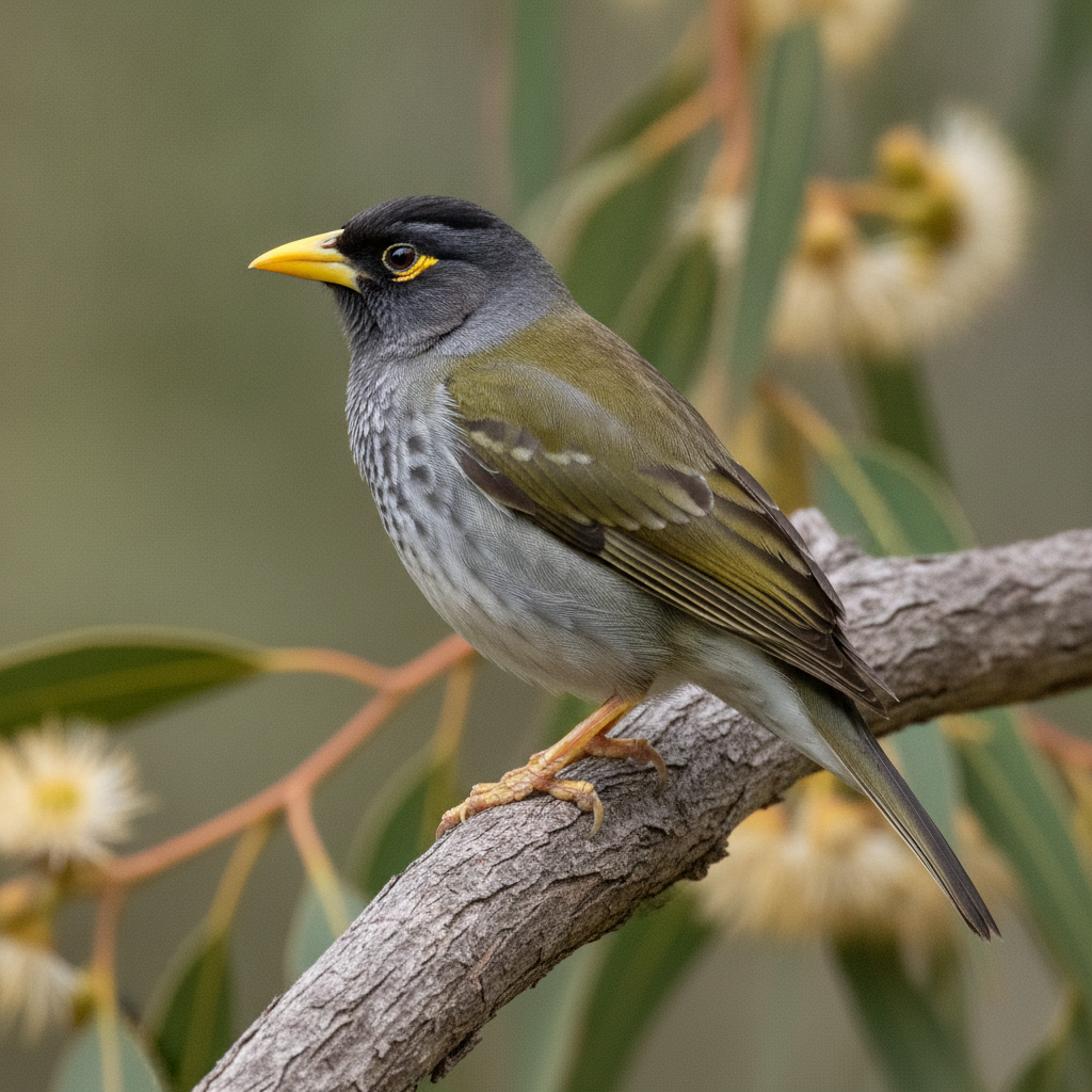 Stylised portrait of a Noisy Miner