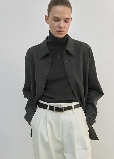 (BL-4274)POG POINT TUCK SLIT SHIRT