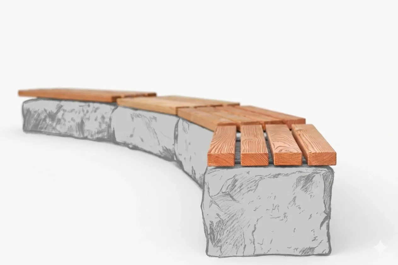 Sitzauflage für Mauern aus Holz