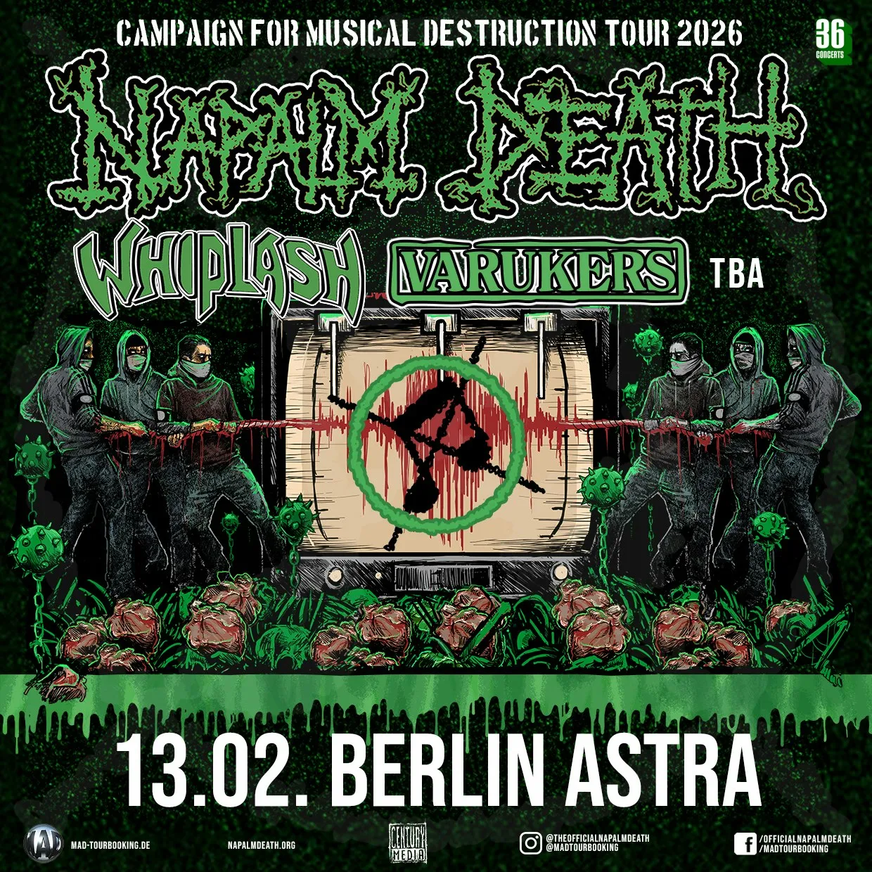 CAMPAIGN FOR MUSICAL DESTRUCTION: NAPALM DEATH + WHIPLASH + VARUKERS