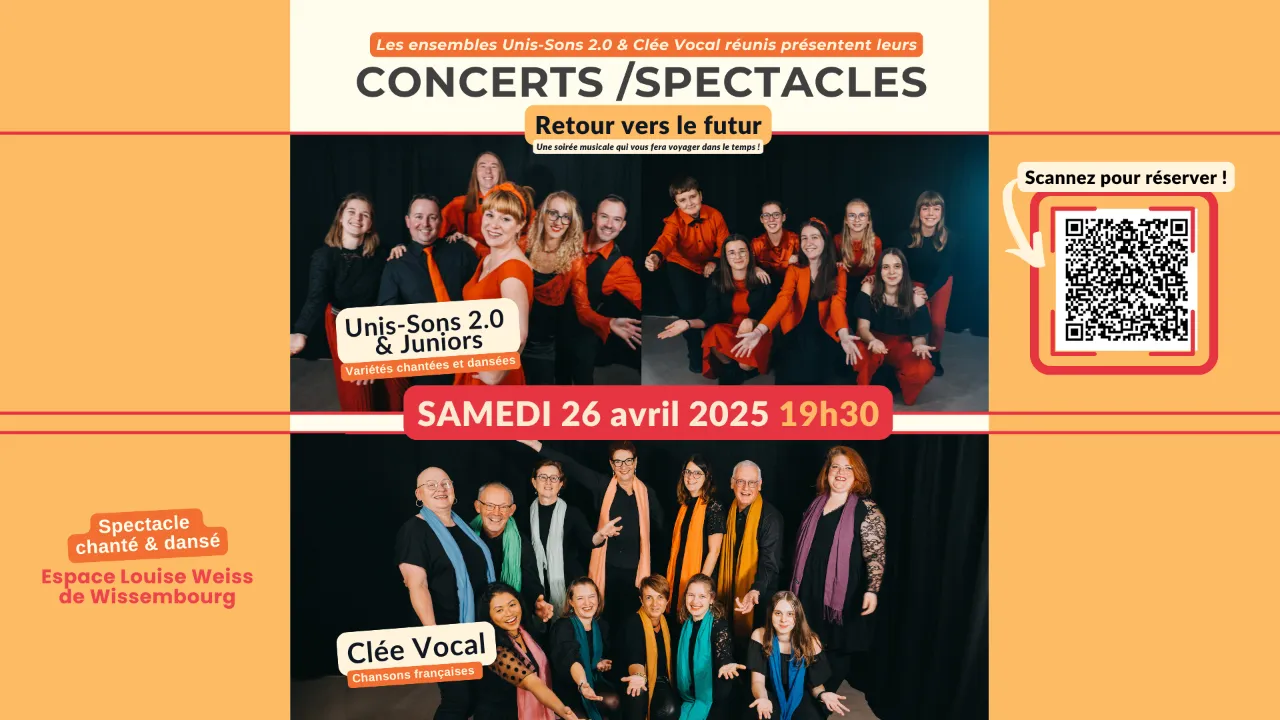 Unis-Sons 2.0 et Clée VOCAL en Concert/SPECTACLE - SAMEDI 26 avril - 19h30