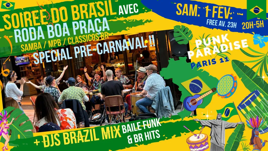 Affiche de Soirée Do Brasil pre-Carnaval live samba + Clubbing Baile !!