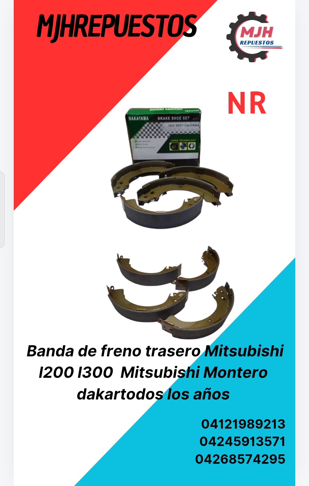 Banda de freno trasero Mitsubishi 1200 1300 Mitsubishi Montero dakartodos los años_0