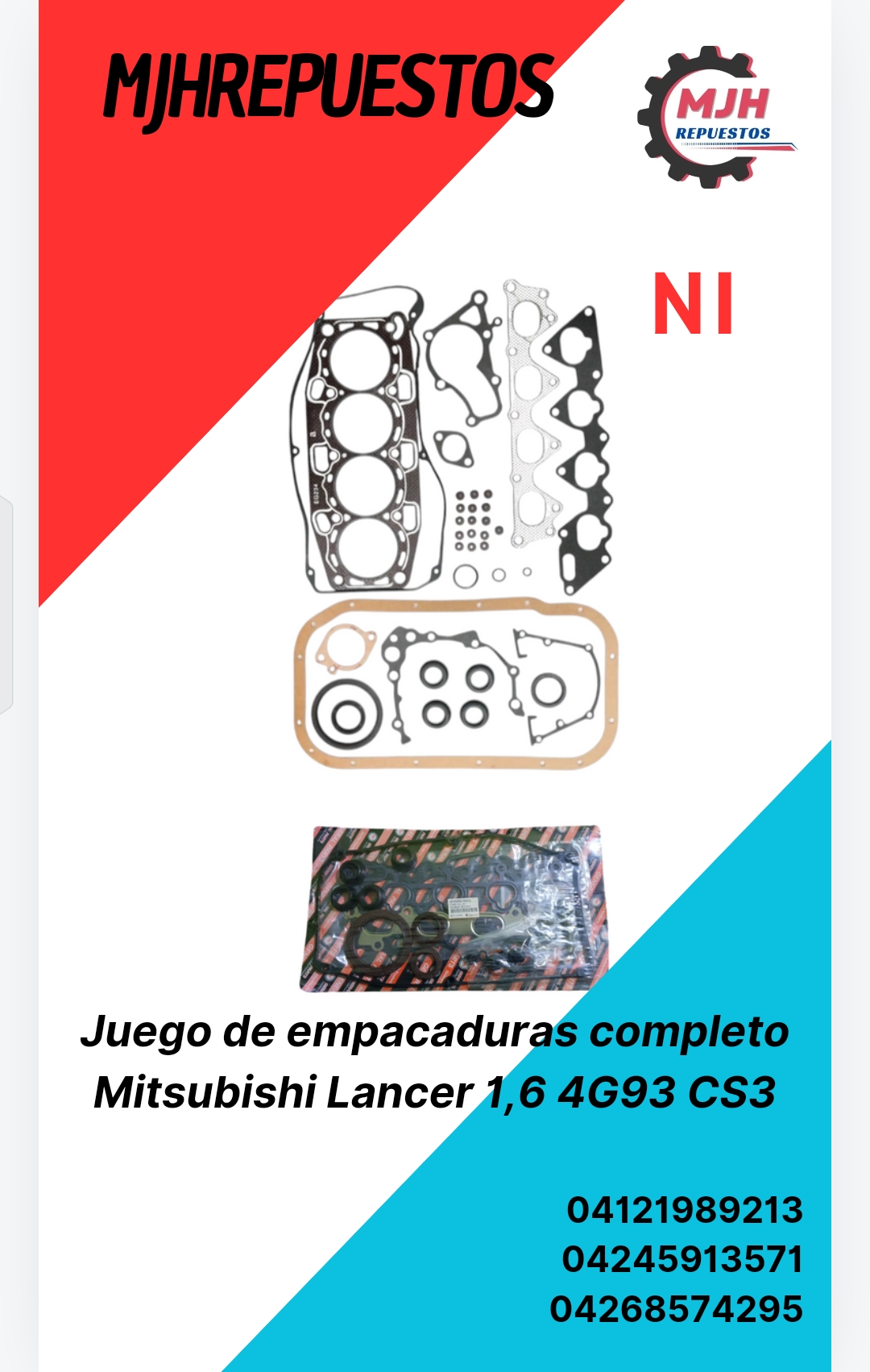 Juego de empacaduras completo Mitsubishi Lancer 1,6 4G93 CS3_0