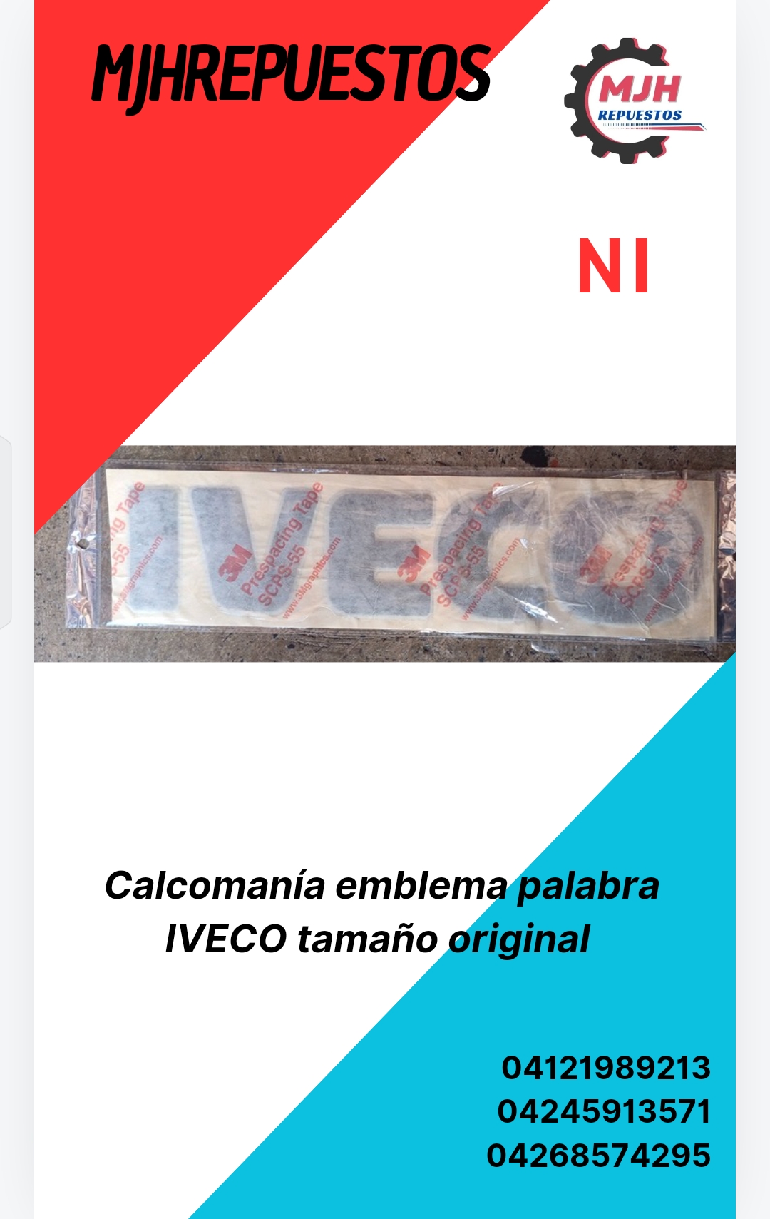 Calcomanía emblema palabra IVECO tamaño original_0