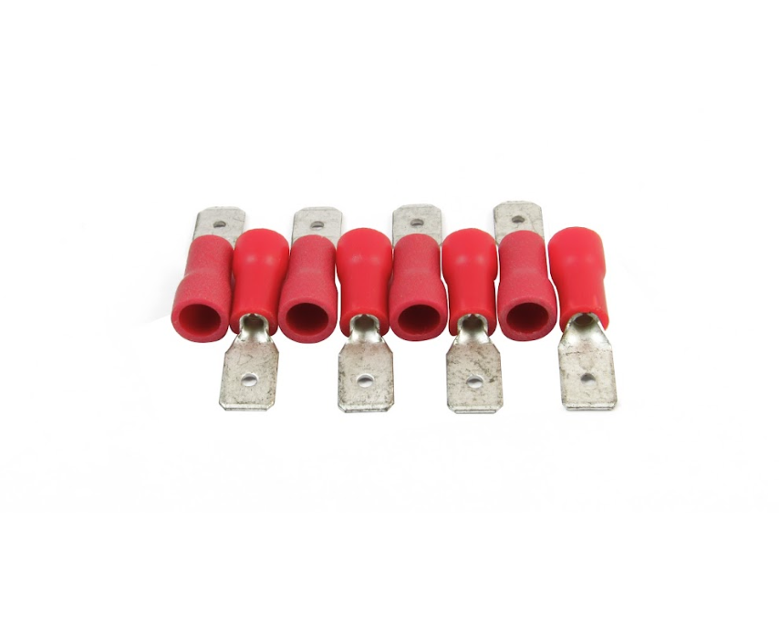 Terminal Macho Plano 1/4" Rojo  - Paquete De 100 Und_0