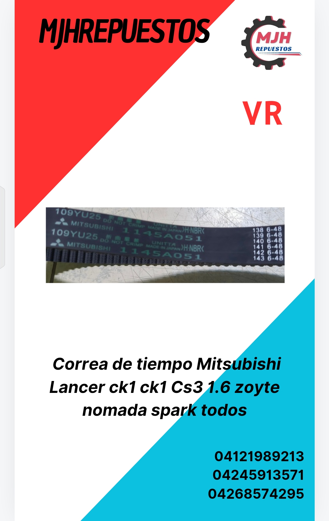 Correa de tiempo Mitsubishi Lancer ck1 ck1 Cs3 1.6 zoyte nomada spark todos_0