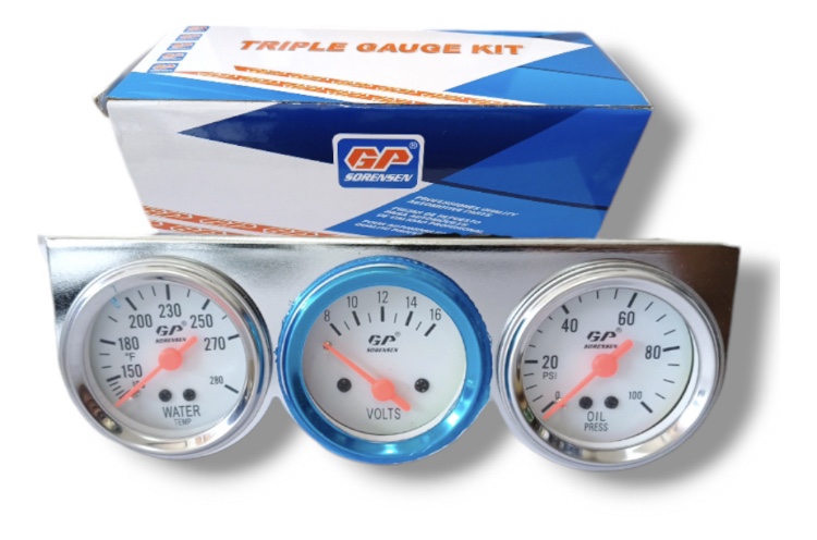 Reloj Triple GP (Aceite/Temperatura/Voltímetro) Tipo Faria_0