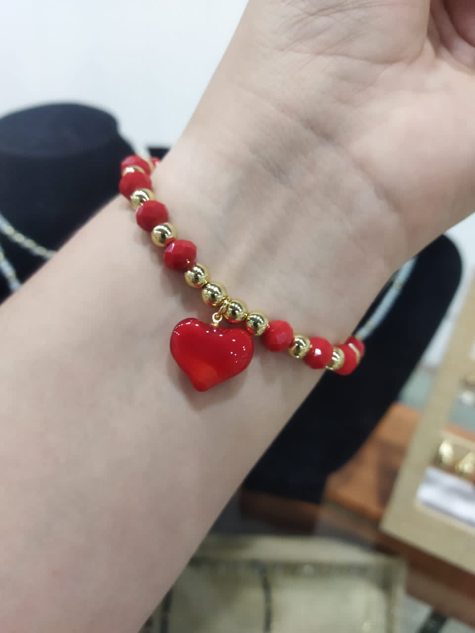 Pulsera Ajustable Cristal Rojo_0