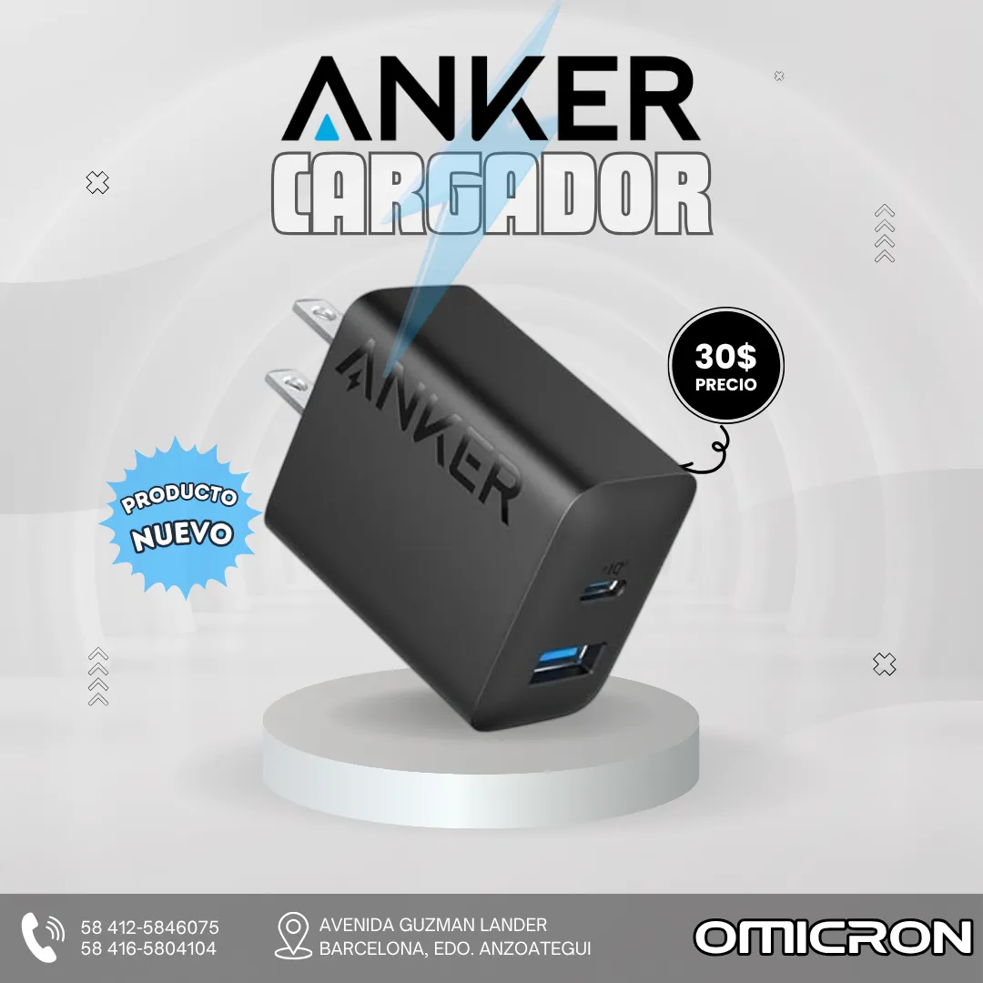 Anker Cargador De 2 Puertos de Carga Rápida de 20 Watt USB C - USB A_0