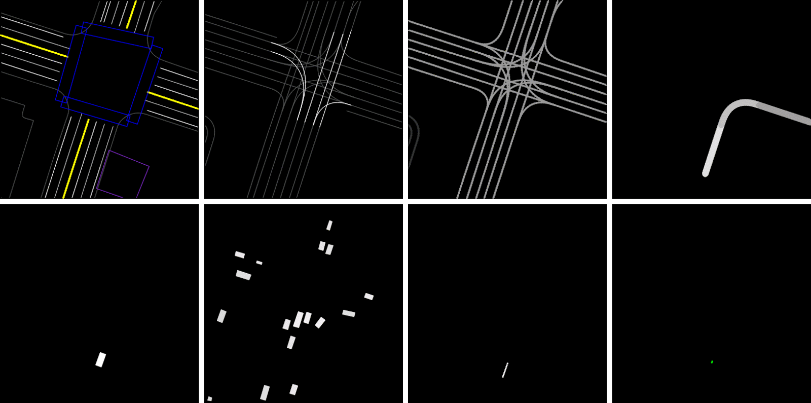 Rendered  inputs and output for the driving model.