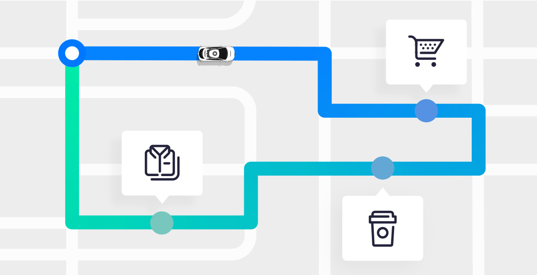 Graphic design showing a vehicle route