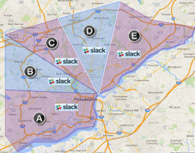 Map of Philadelphia Area with Mapraid Pennsylvania areas shown