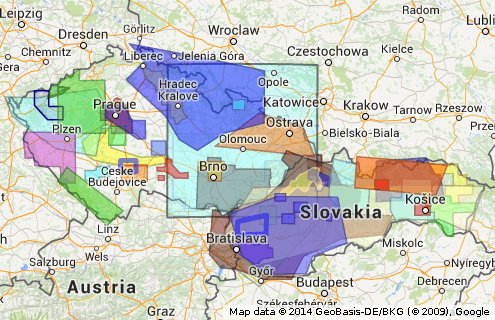 Mapa AM Česko a Slovensko