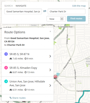 Route options and share routes