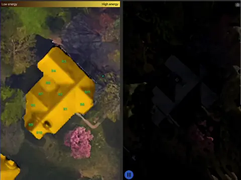 Roof shade analysis showing sun exposure throughout the day