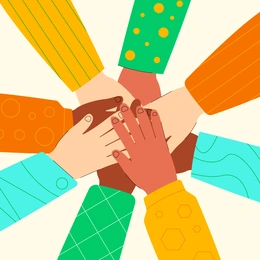 People holding hands into center of a circle - Image by Freepik