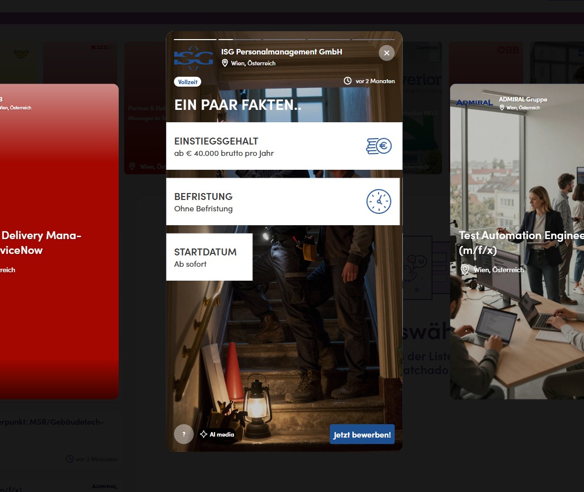 JobReel Widget auf einer Karriereseite eingebunden